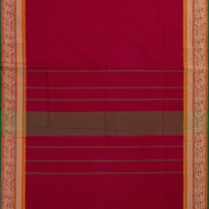 Maroon Kanchi Cotton Saree With Silk Thread Border For Festive Wear PV MM KC 317