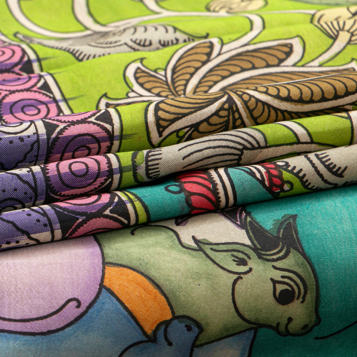 Maha Vishnu Themed Handpainted Kalamkari Kanchipuram Silk Saree For Festive Wear PV KAI IKS 104