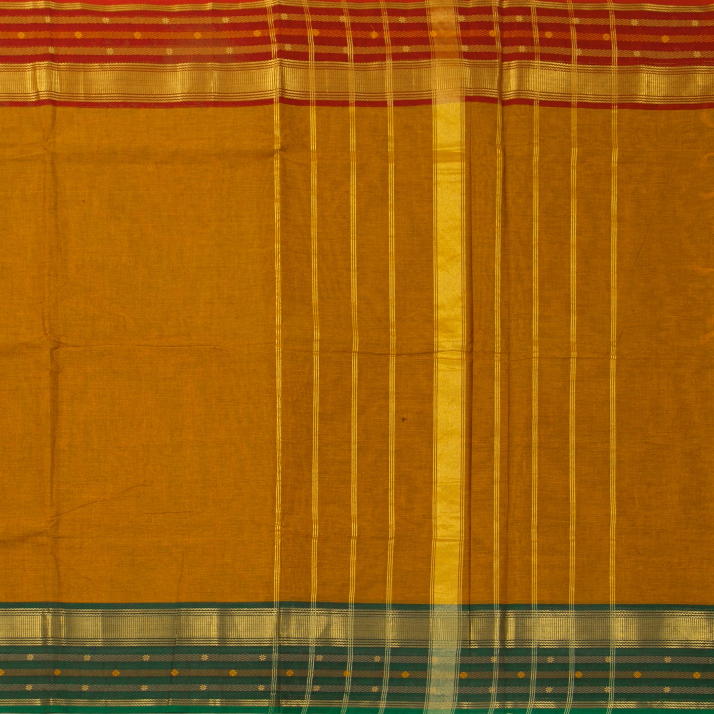 Mustard Kanchi Cotton Saree With Ganga Jamuna Border For Festive Wear PV MM KC 350