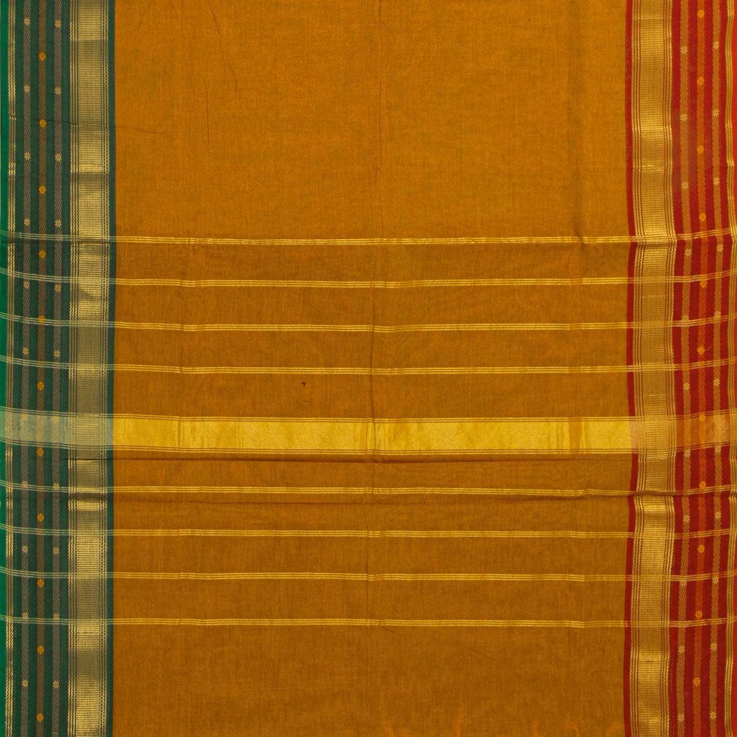 Mustard Kanchi Cotton Saree With Ganga Jamuna Border For Festive Wear PV MM KC 350