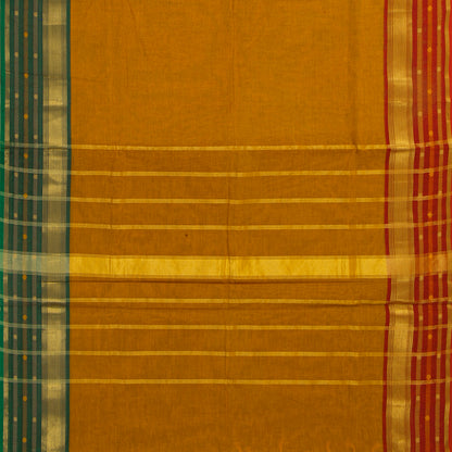 Mustard Kanchi Cotton Saree With Ganga Jamuna Border For Festive Wear PV MM KC 350