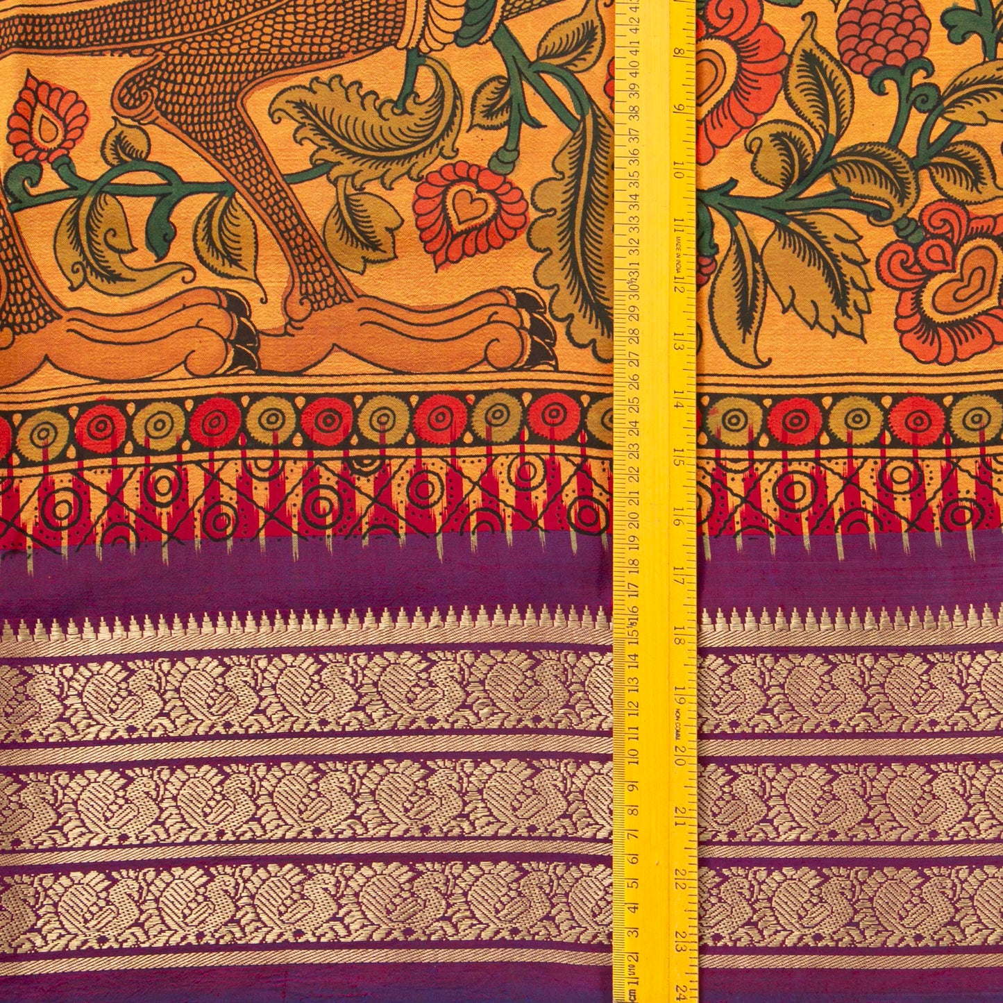 Radha And Krishna Themed Handpainted Kalamkari Kanchipuram Silk Saree For Festive Wear PV KAI IKS 103