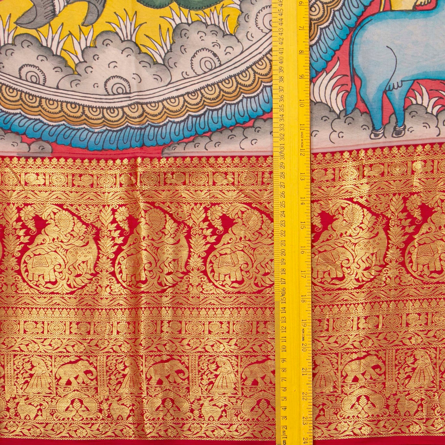 Tree Of Life Themed Handpainted Kalamkari Kanchipuram Silk Saree For Festive Wear PV SRK KK 111