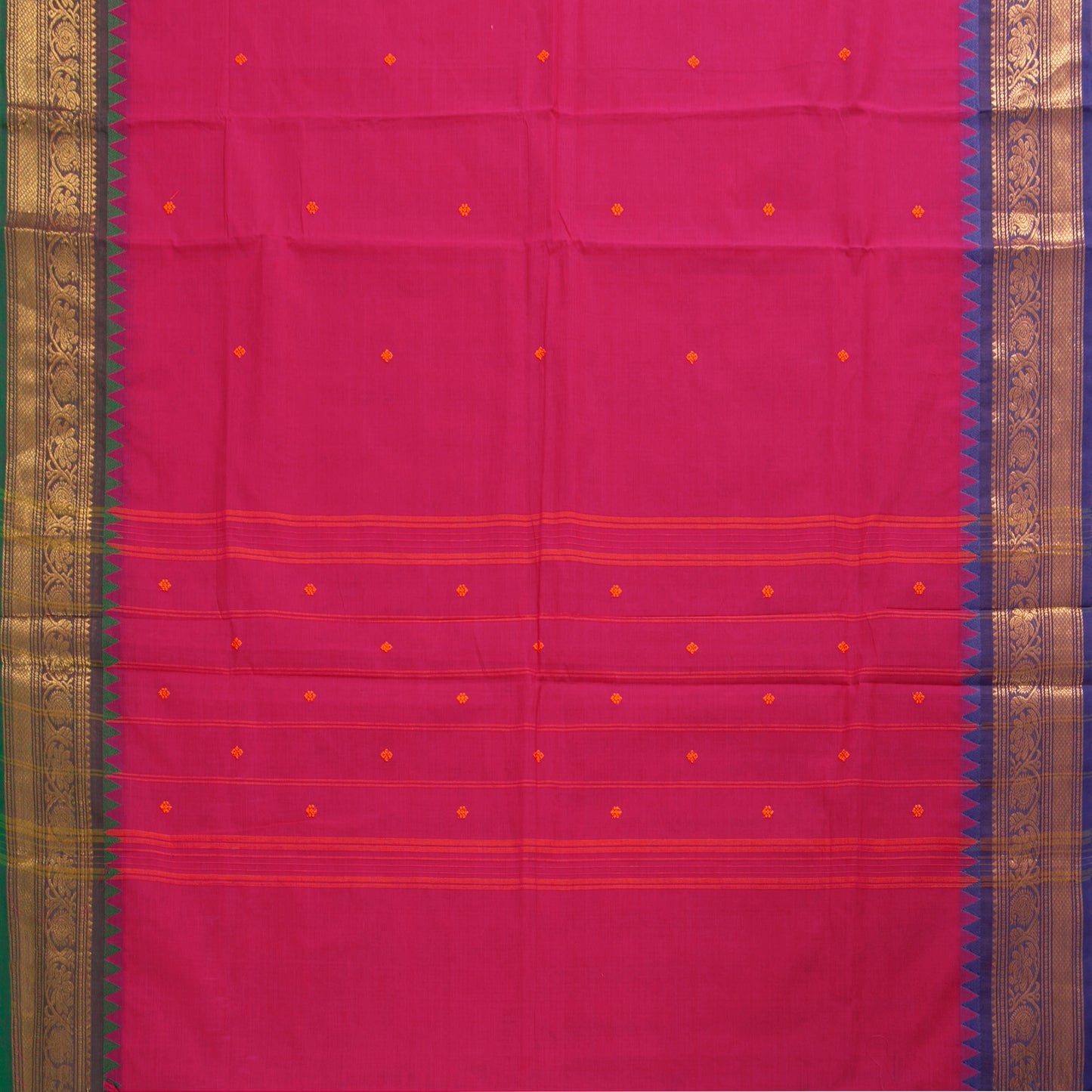 Pink Kanchi Cotton Saree Ganga Jamuna Border PV MM KC 241