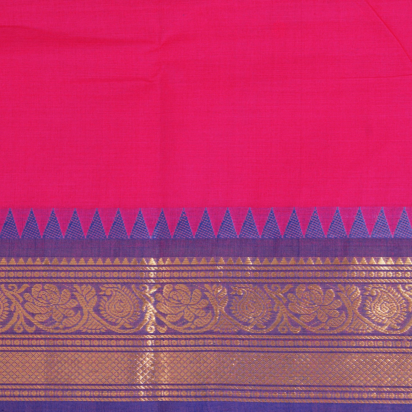 Pink Kanchi Cotton Saree Ganga Jamuna Border PV MM KC 241