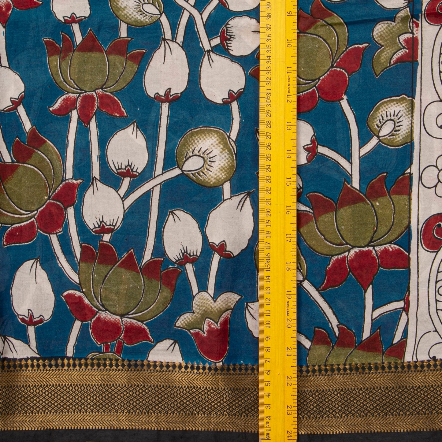 Blue Handpainted Kalamkari Mangalgiri Silk Saree For Office Wear PV MG 115