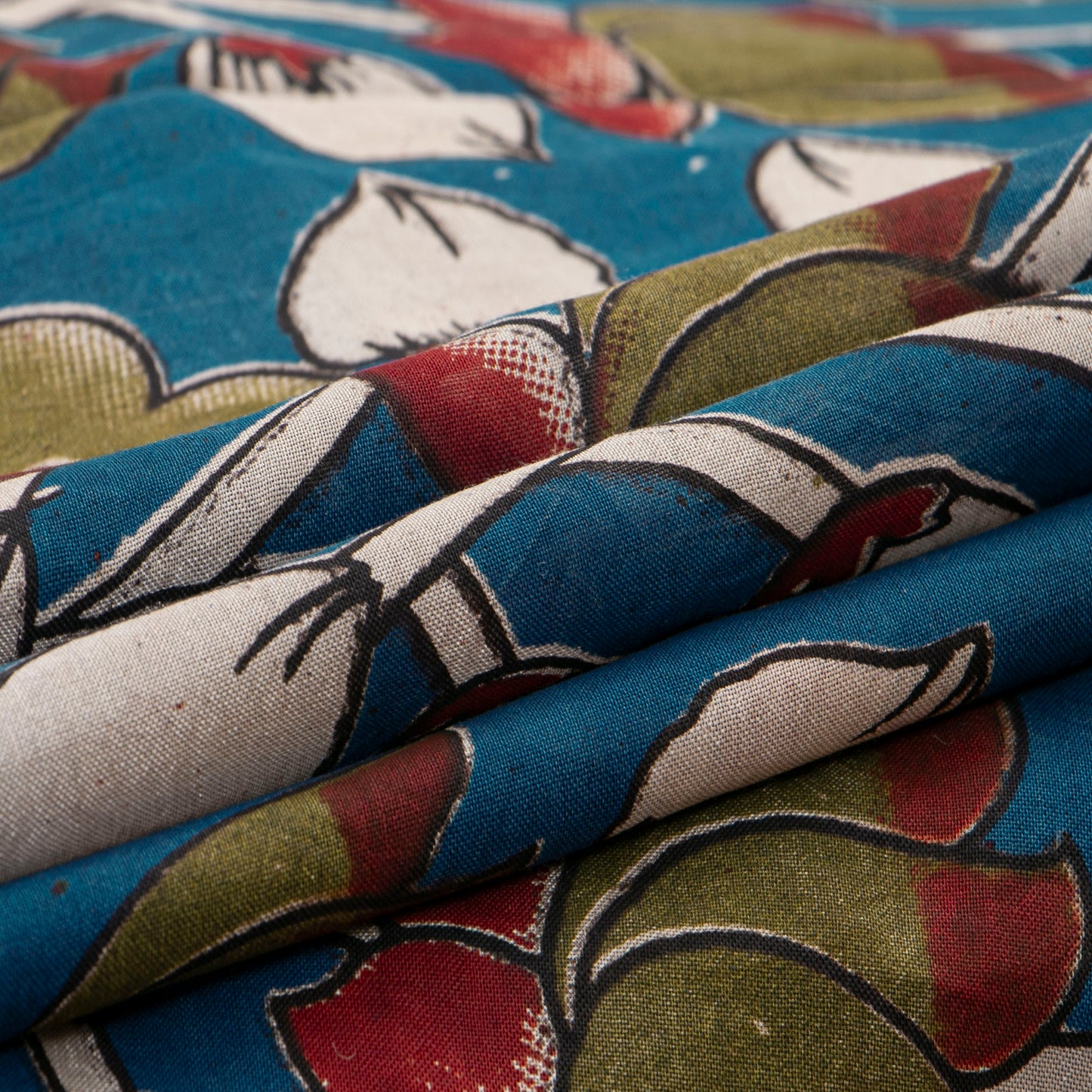 Blue Handpainted Kalamkari Mangalgiri Silk Saree For Office Wear PV MG 115