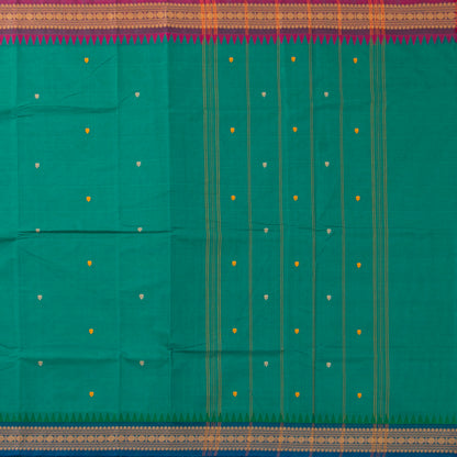 Green Kanchi Cotton Saree Ganga Jamuna Border PV MM KC 171