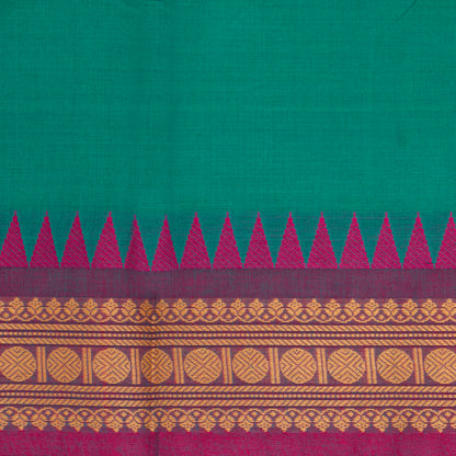 Green Kanchi Cotton Saree Ganga Jamuna Border PV MM KC 171