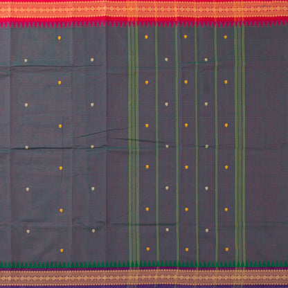 Blue And Magenta Kanchi Cotton Saree Ganga Jamuna Border PV MM KC 160