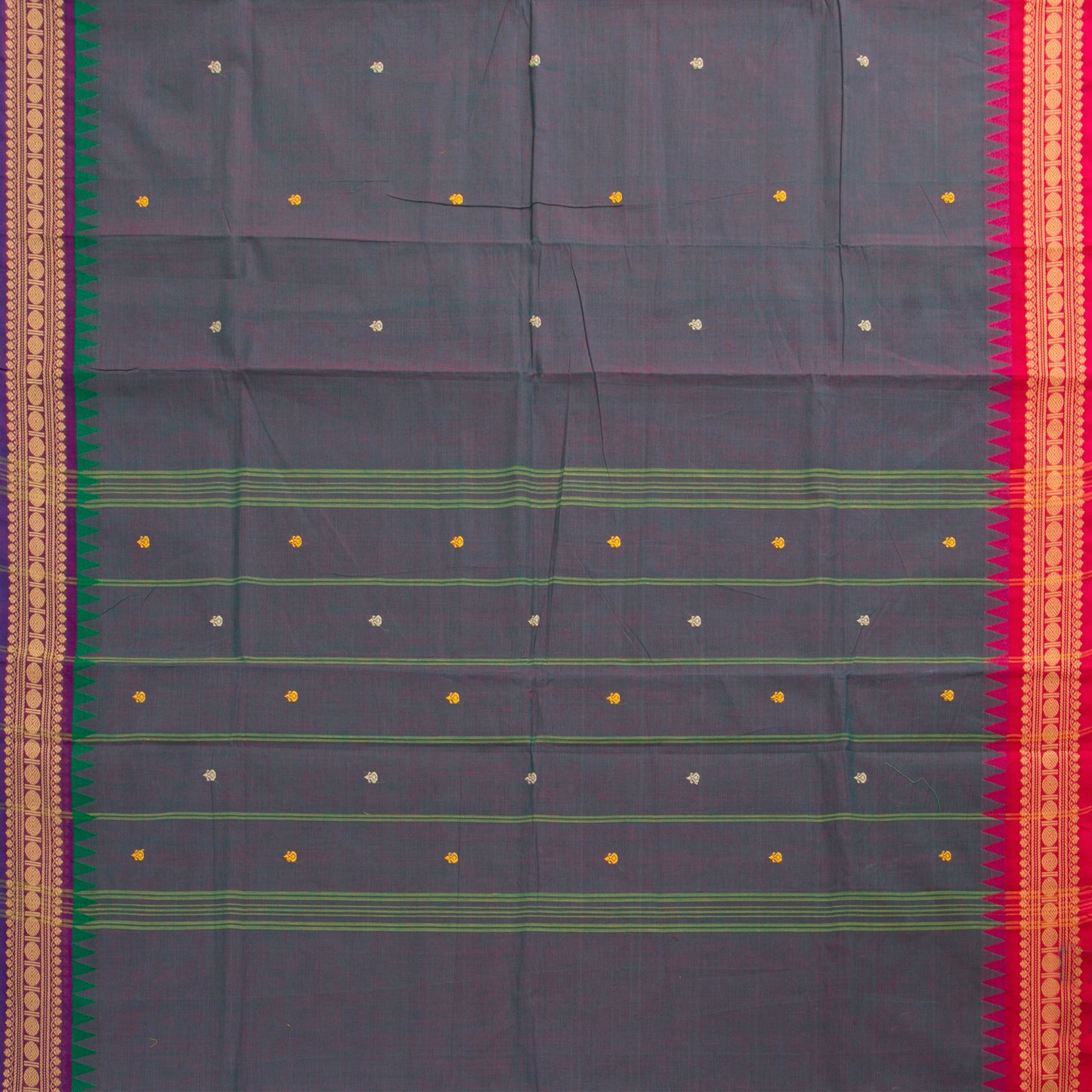 Blue And Magenta Kanchi Cotton Saree Ganga Jamuna Border PV MM KC 160