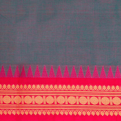 Blue And Magenta Kanchi Cotton Saree Ganga Jamuna Border PV MM KC 160