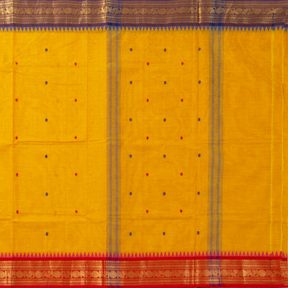 Yellow Kanchi Cotton Saree Ganga Jamuna Border PV MM KC 175