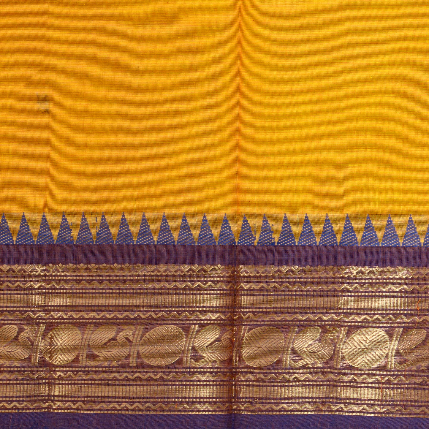 Yellow Kanchi Cotton Saree Ganga Jamuna Border PV MM KC 175