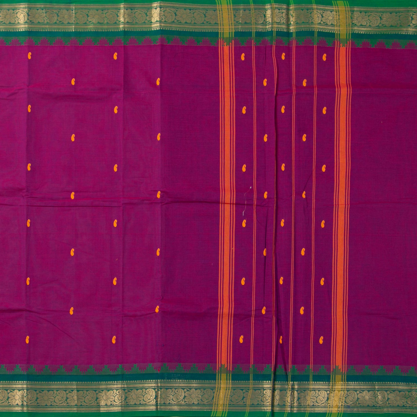 Magenta And Green Kanchi Cotton Saree PV MM KC 156