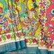 Yellow And Blue Handpainted Kalamkari Mangalgiri Silk Saree For Office Wear PV KMS SRK 107