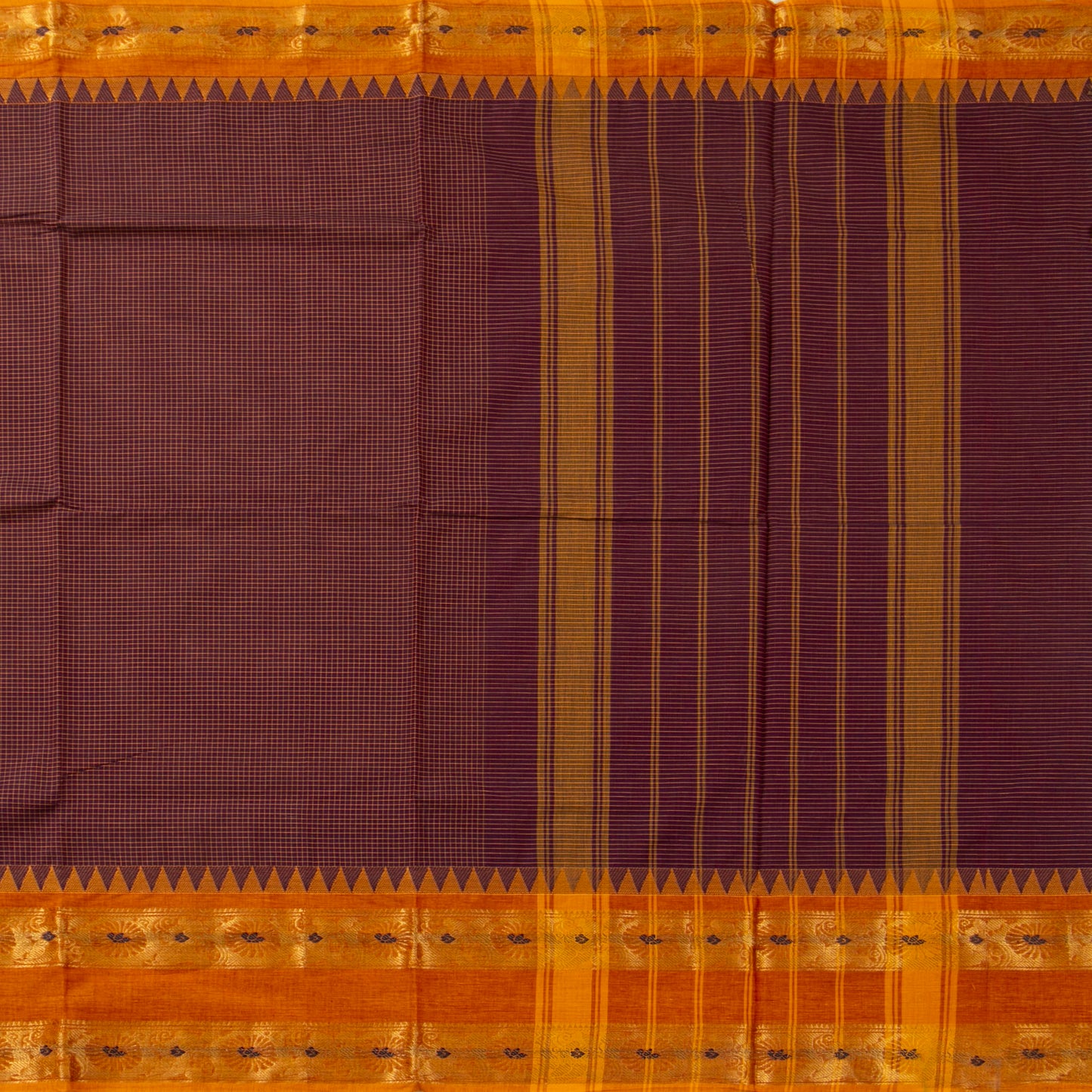 Maroon And Mustard Kanchi Cotton Saree PV MM KC 174