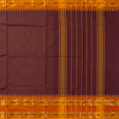 Maroon And Mustard Kanchi Cotton Saree PV MM KC 174