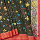 Dark Green And Red Handpainted Kalamkari Mangalgiri Silk Saree For Office Wear PV KMS SRK 101
