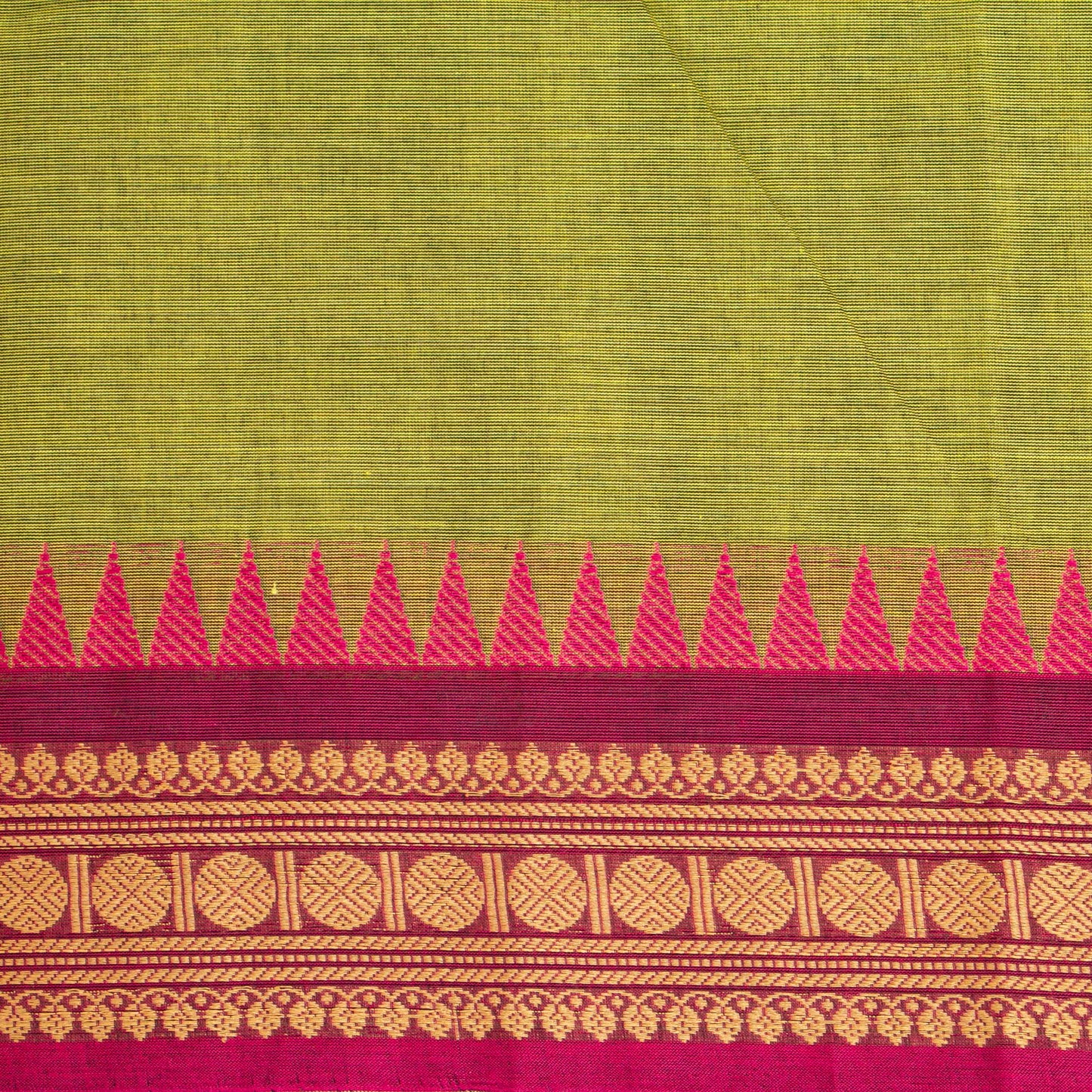 Green Kanchi Cotton Saree Ganga Jamuna Border PV MM KC 190