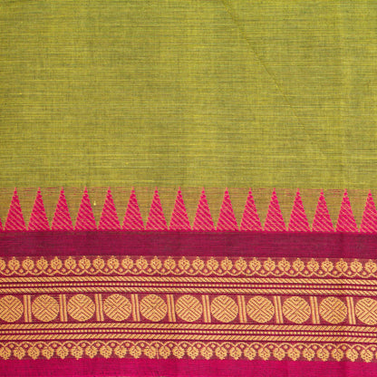 Green Kanchi Cotton Saree Ganga Jamuna Border PV MM KC 190