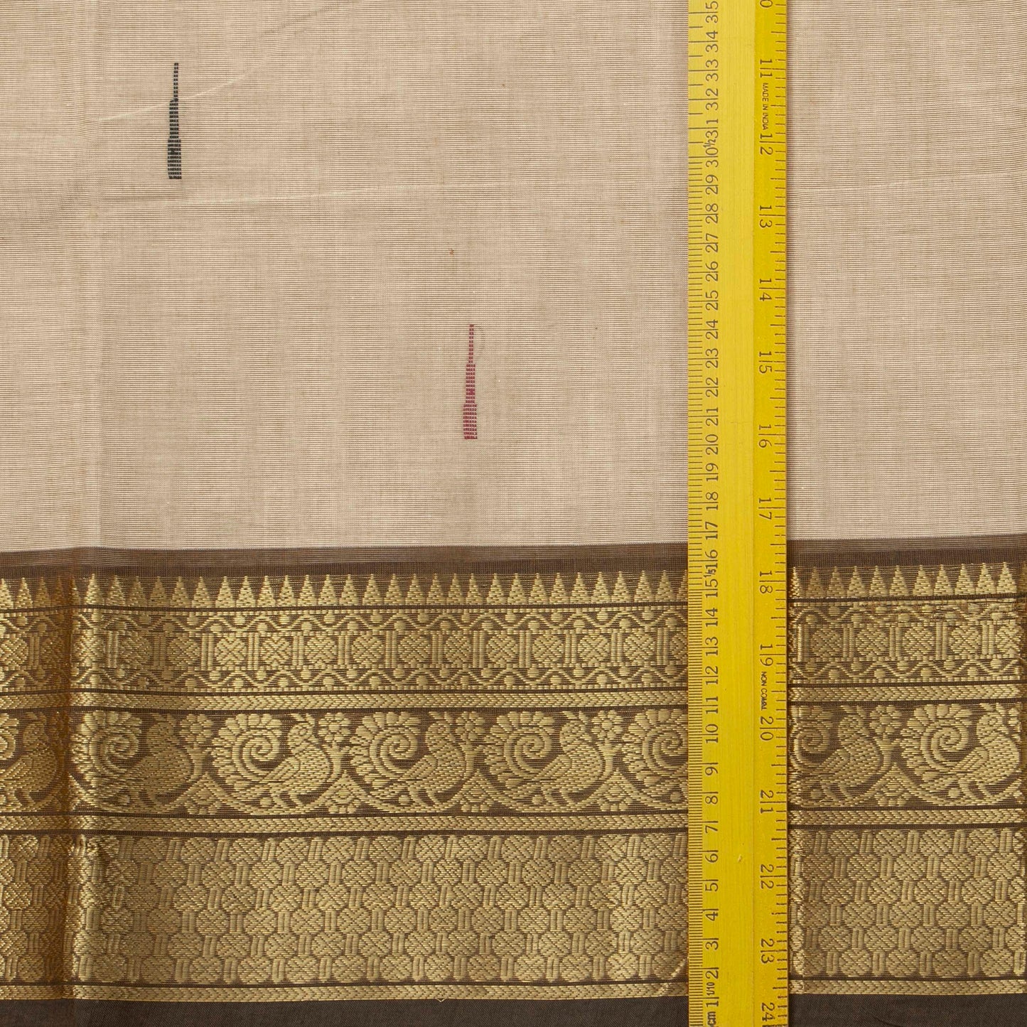 Beige And Brown Kanchi Cotton Saree For Festive Wear PV MM KC 548