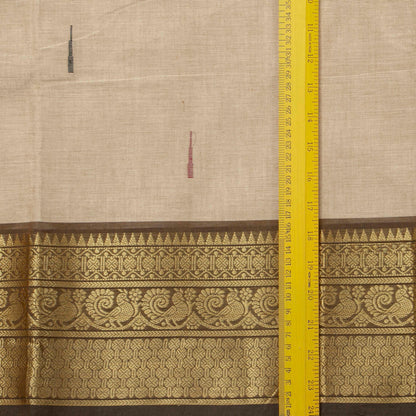 Beige And Brown Kanchi Cotton Saree For Festive Wear PV MM KC 548