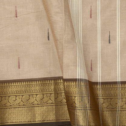 Beige And Brown Kanchi Cotton Saree For Festive Wear PV MM KC 548