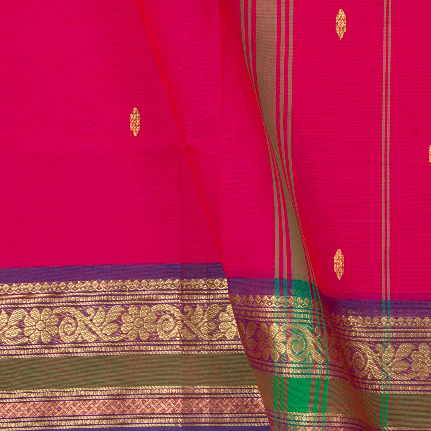 Pink And Purple Kanchi Cotton Saree For Festive Wear PV MM KC 595