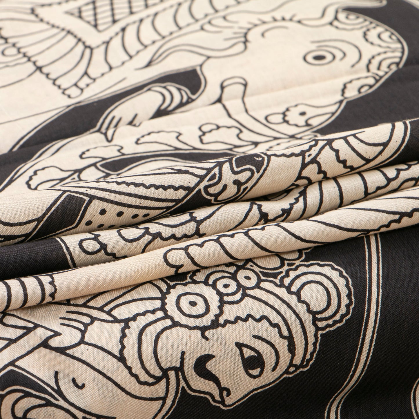 Monochrome Kalamkari Mangalgiri Silk Saree For Office Wear PV MG 121