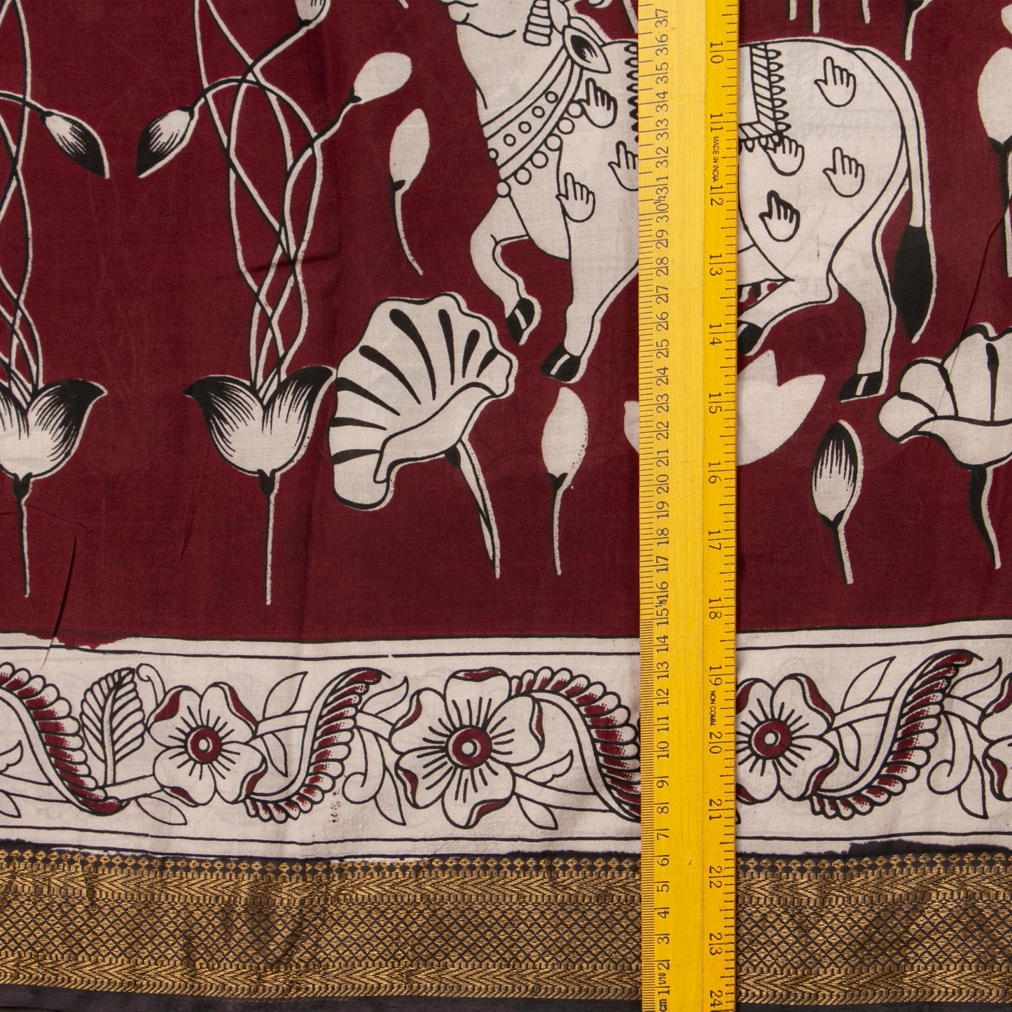 Maroon And Black Kalamkari Mangalgiri Silk Saree For Office Wear PV MG 120