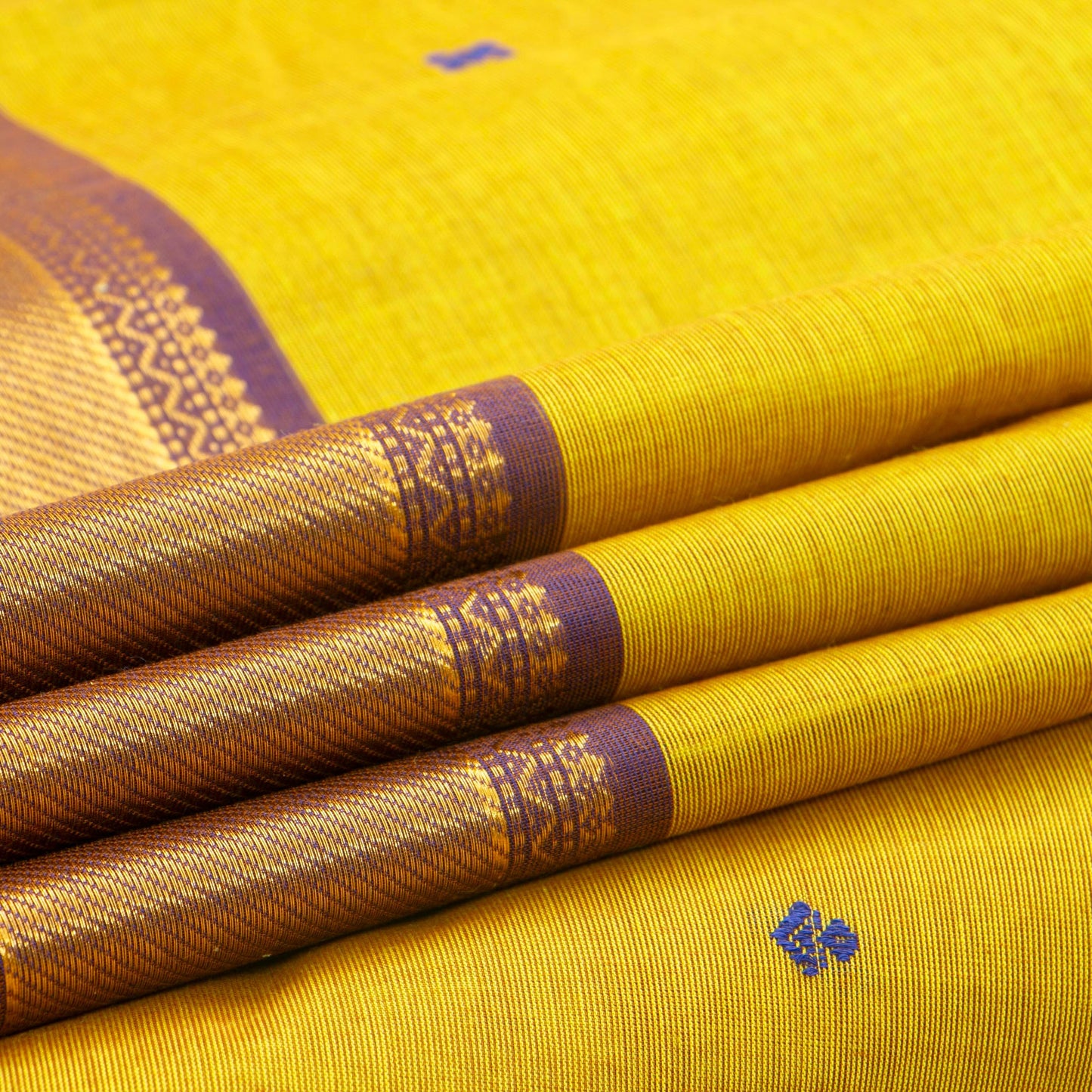 Yellow And Mauve Kanchi Cotton Saree For Festive Wear PV MM KC 579