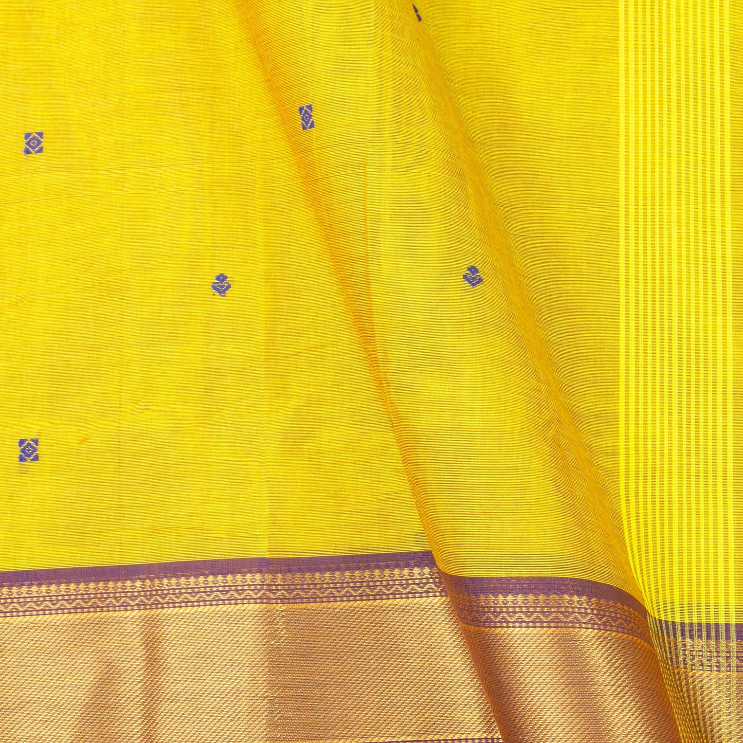 Yellow And Mauve Kanchi Cotton Saree For Festive Wear PV MM KC 579