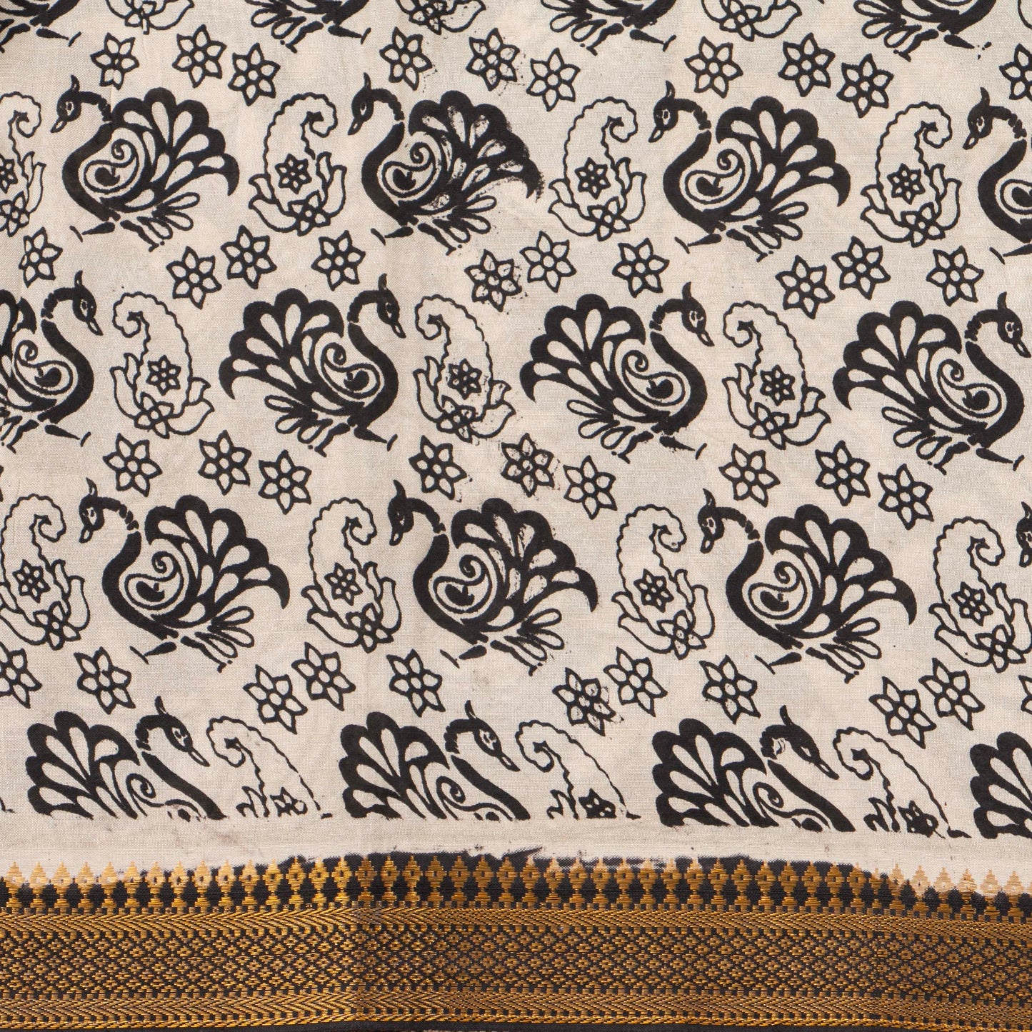 Monochrome Kalamkari Mangalgiri Silk Saree For Office Wear PV MG 121