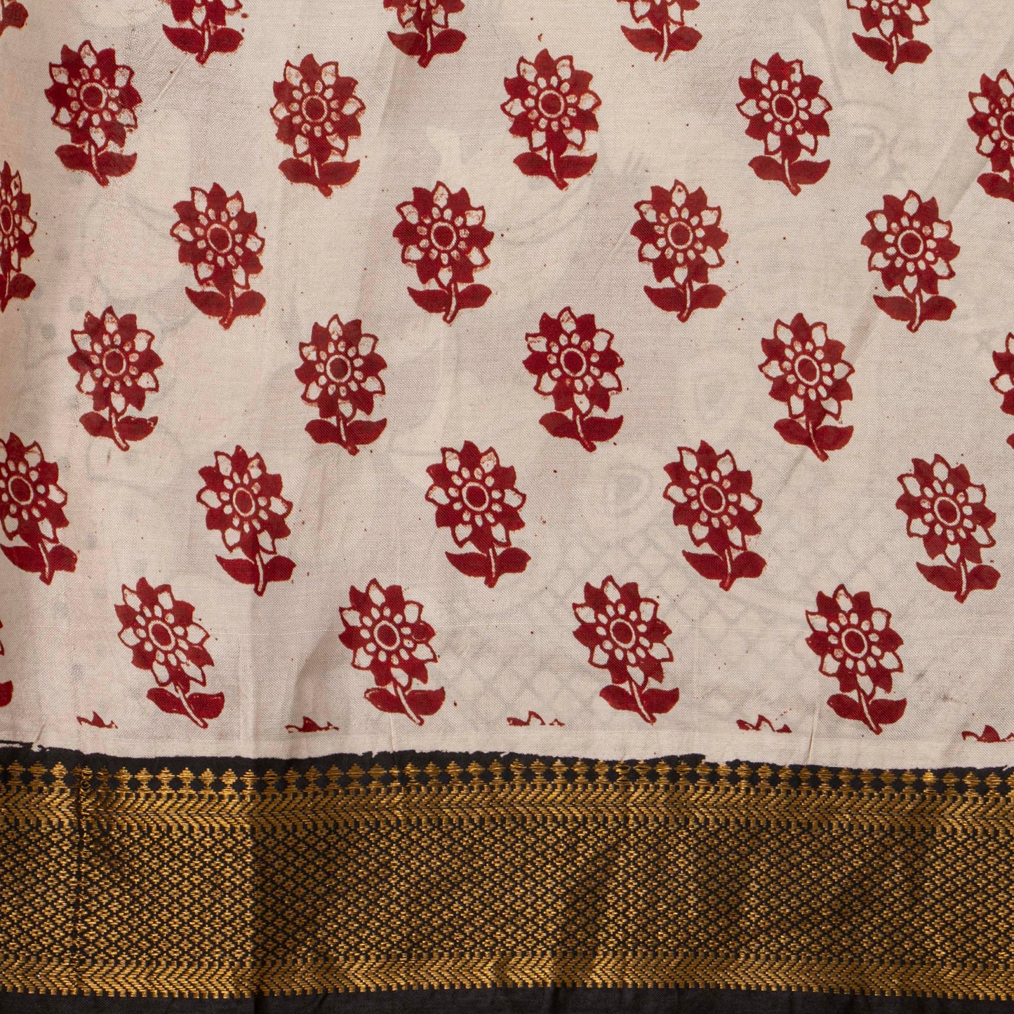 Red And Black Kalamkari Mangalgiri Silk Saree For Office Wear PV MG 112