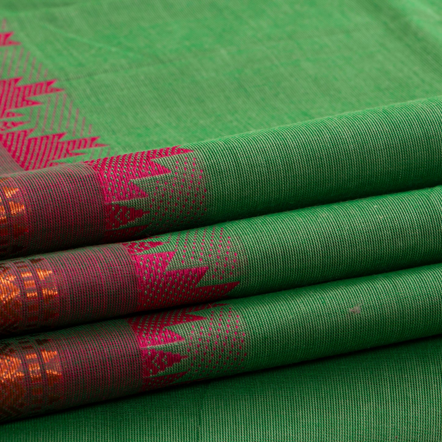 Green And Pink Kanchi Cotton Saree PV MM KC 155