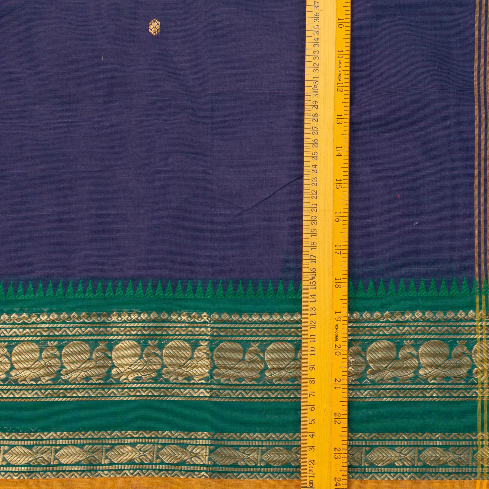 Blue And Green Kanchi Cotton Saree For Festive Wear PV MM KC 516 - Cotton Saree - Panjavarnam PV MM KC 516