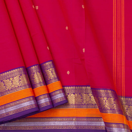 Pink And Purple Kanchi Cotton Saree For Festive Wear PV MM KC 514 - Cotton Saree - Panjavarnam PV MM KC 514