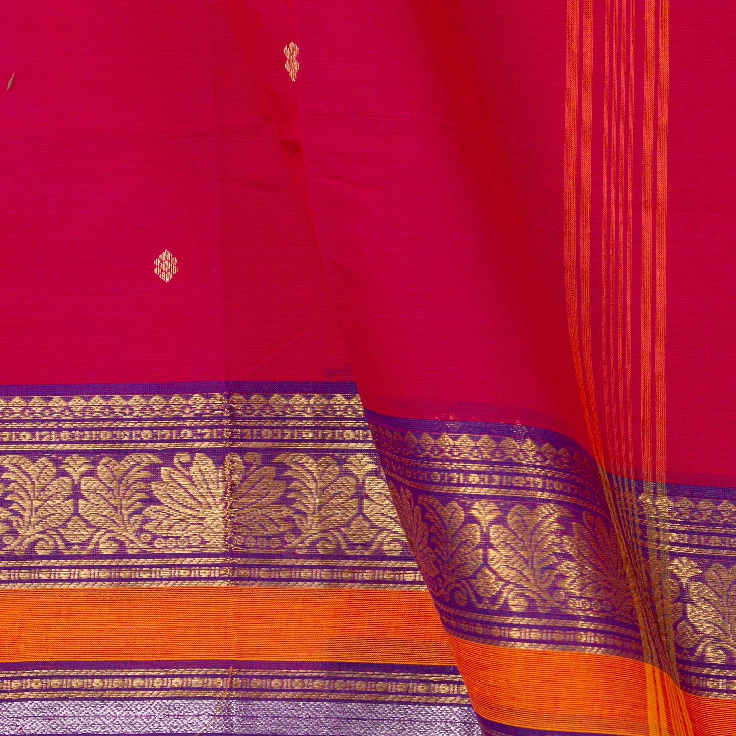 Pink And Purple Kanchi Cotton Saree For Festive Wear PV MM KC 514 - Cotton Saree - Panjavarnam PV MM KC 514