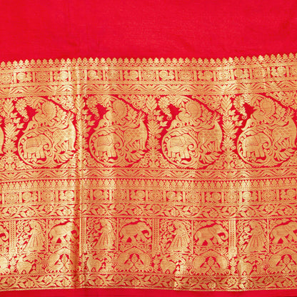 Tree Of Life Themed Handpainted Kalamkari Kanchipuram Silk Saree For Festive Wear PV SRK KK 111