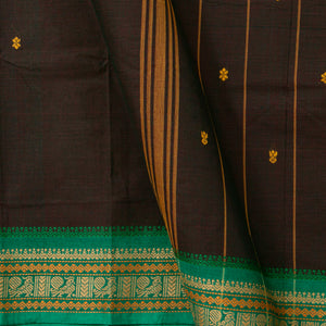 Brown And Green Kanchi Cotton Saree PV MM KC 181