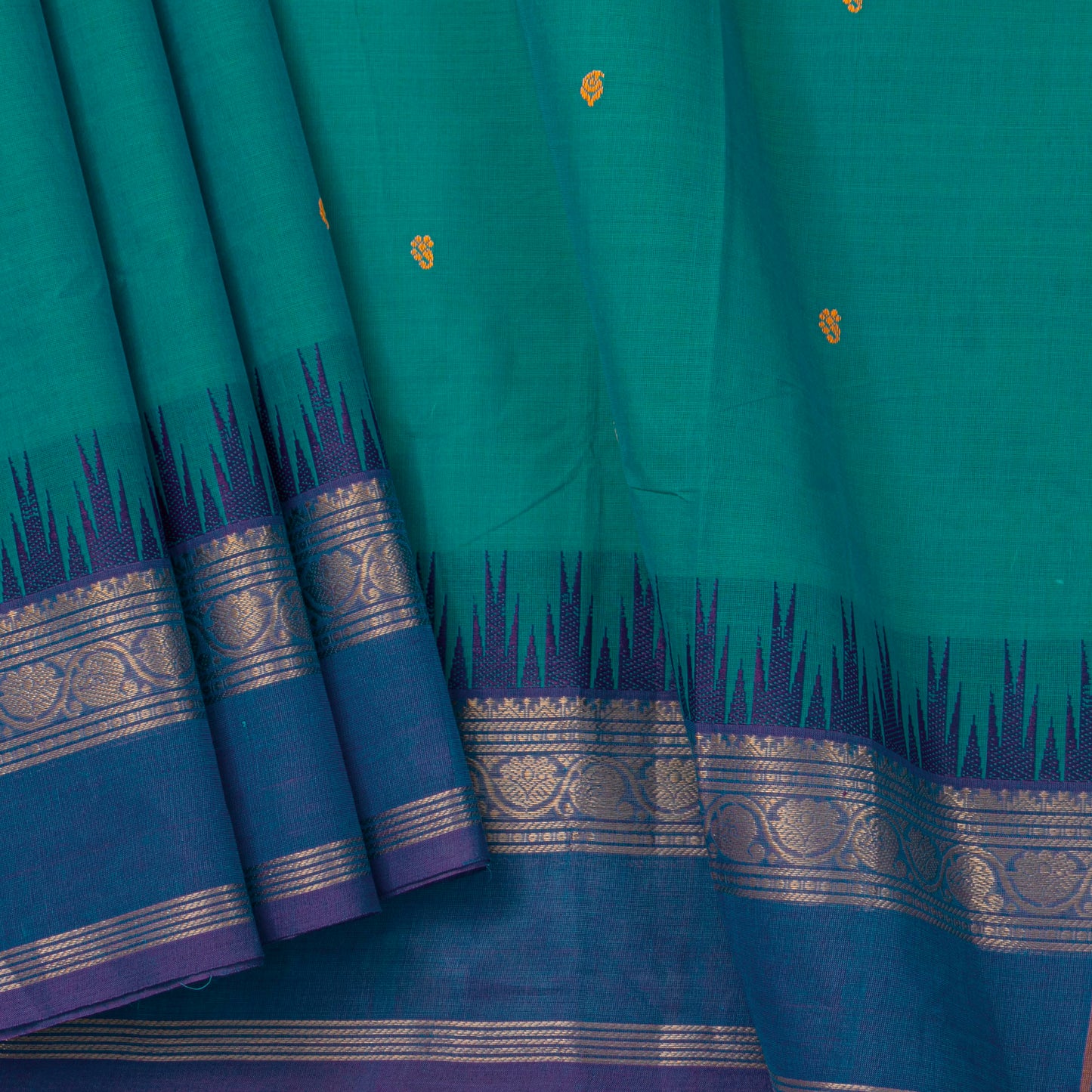 Teal And Blue Kanchi Cotton Saree For Festive Wear PV MM KC 604