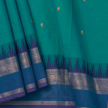 Teal And Blue Kanchi Cotton Saree For Festive Wear PV MM KC 604