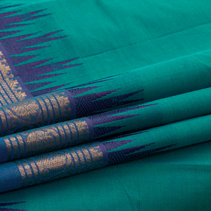 Teal And Blue Kanchi Cotton Saree For Festive Wear PV MM KC 604