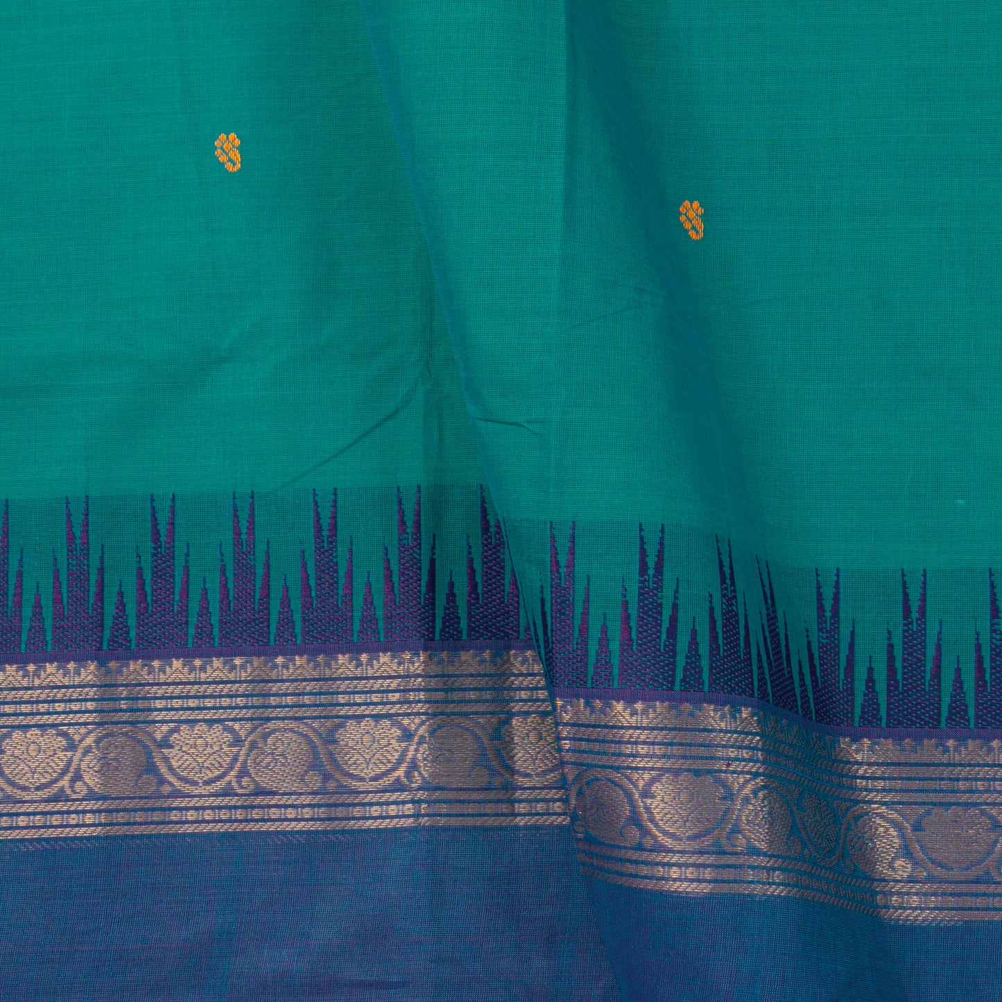 Teal And Blue Kanchi Cotton Saree For Festive Wear PV MM KC 604