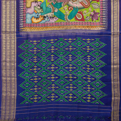 Maha Vishnu Themed Handpainted Kalamkari Kanchipuram Silk Saree For Festive Wear PV KAI IKS 104
