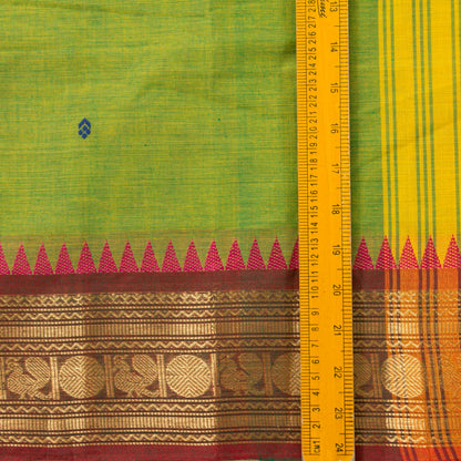 Green Kanchi Cotton Saree Ganga Jamuna Border PV MM KC 170