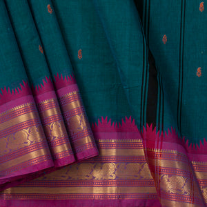 Blue And Pink Kanchi Cotton Saree PV MM KC 201