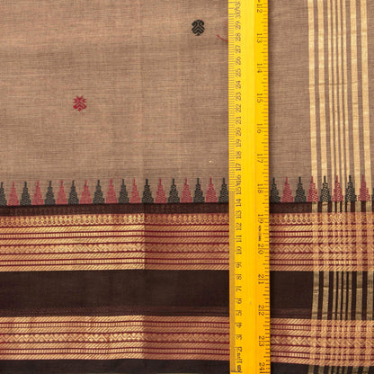 Beige And Brown Kanchi Cotton Saree For Festive Wear PV MM KC 575