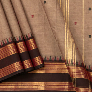 Beige And Brown Kanchi Cotton Saree For Festive Wear PV MM KC 575